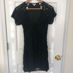 Temperley London Black Lace V Neck Mini Dress